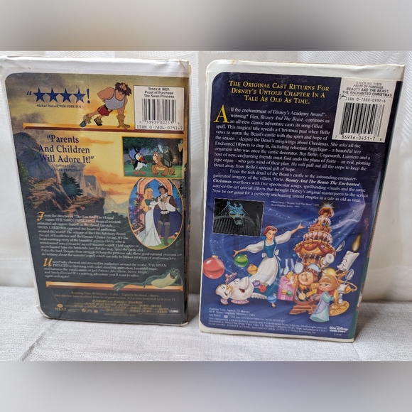 Disney Lot Of 2 VHS Beauty & the Beast A Enchanted Christmas Swan Princess Tapes - Picture 3 of 12